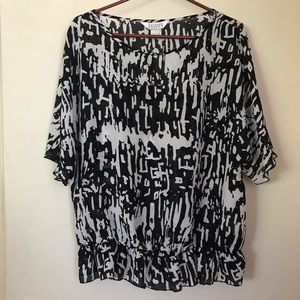 Sheer black and white blouse/top (LG or XL)